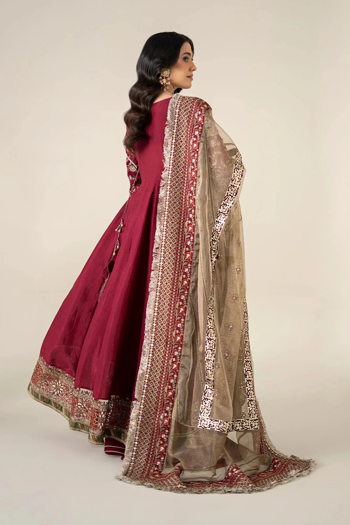 Maria B Formal Wears Magenta Raw Silk – view 2 – Poshaq