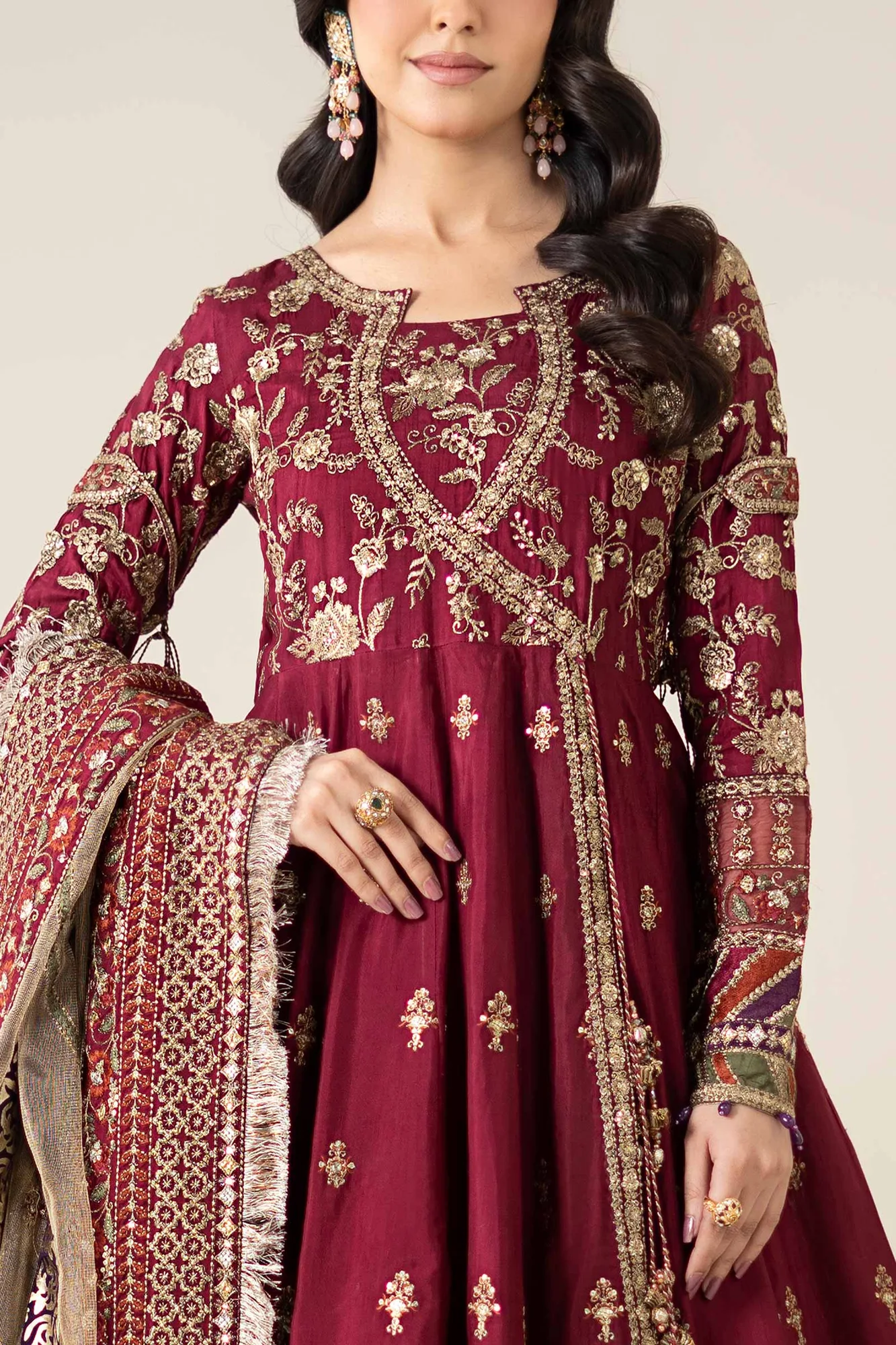 Maria B Formal Wears Magenta Raw Silk – view 3 – Poshaq