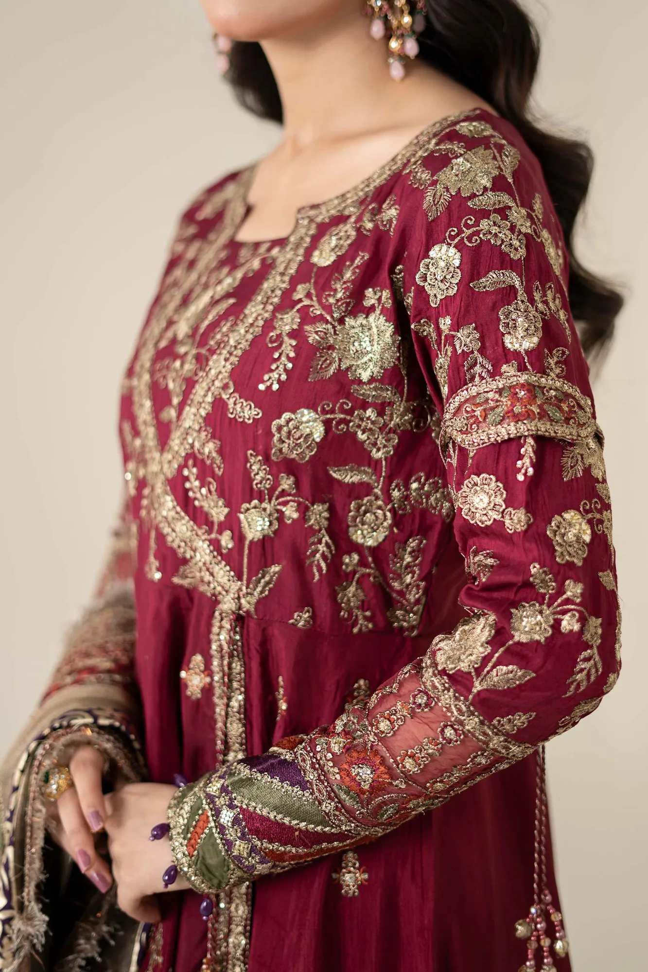 Maria B Formal Wears Magenta Raw Silk – view 4 – Poshaq