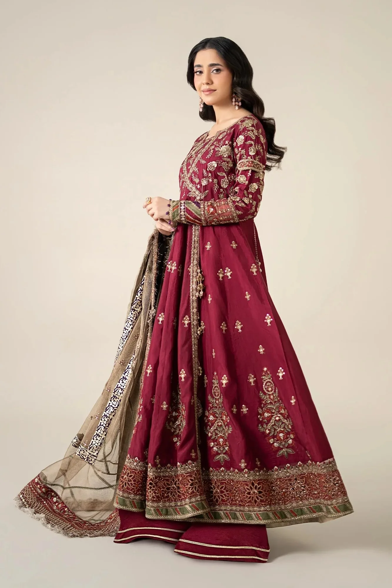 Maria B Formal Wears Magenta Raw Silk – view 7 – Poshaq