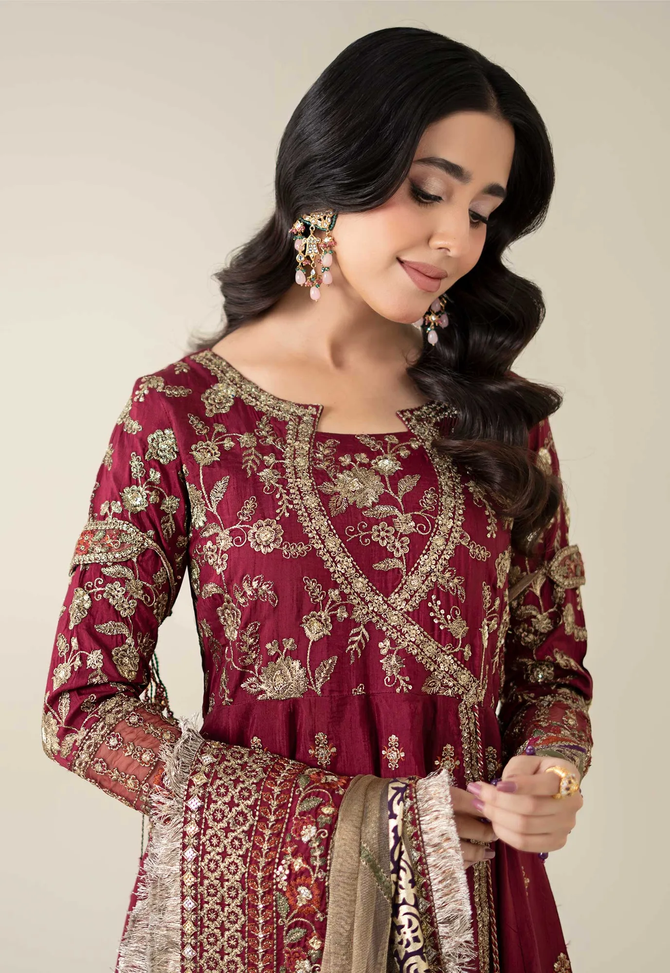 Maria B Formal Wears Magenta Raw Silk – view 8 – Poshaq