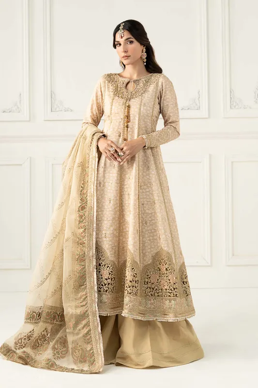 Maria B Formal Wears Beige Raw Silk – view 1 – Poshaq
