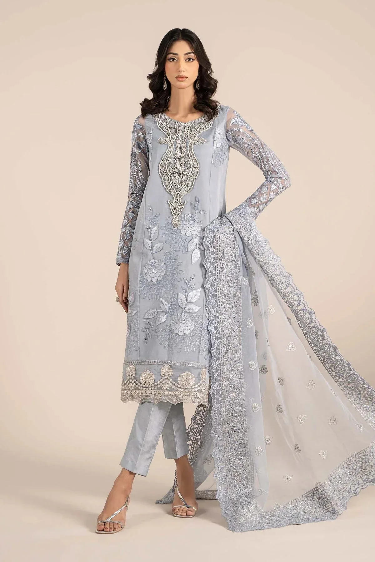 Maria B Formal Wears Blue Raw Silk – view 1 – Poshaq