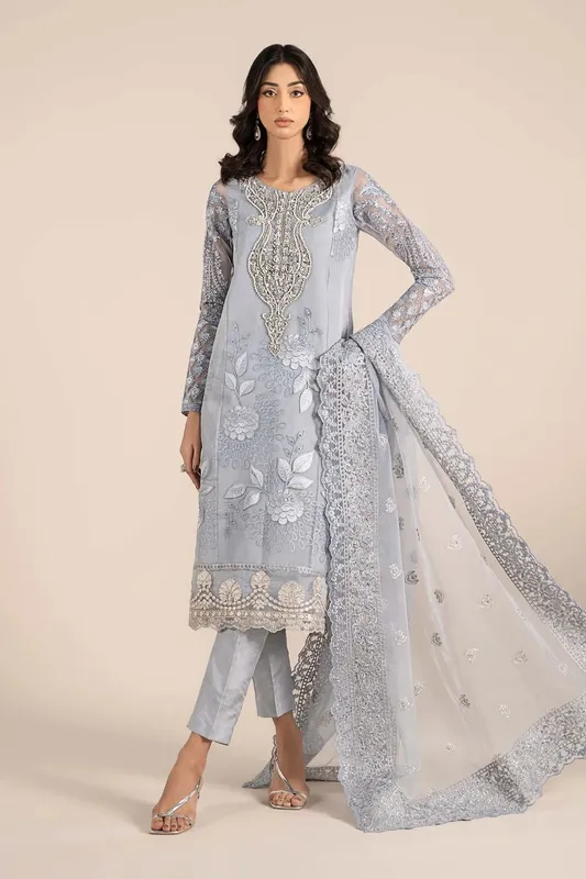 Maria B Formal Wears Blue Raw Silk – view 1 – Poshaq