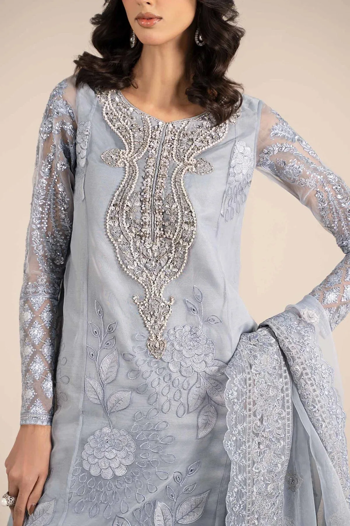 Maria B Formal Wears Blue Raw Silk – view 4 – Poshaq