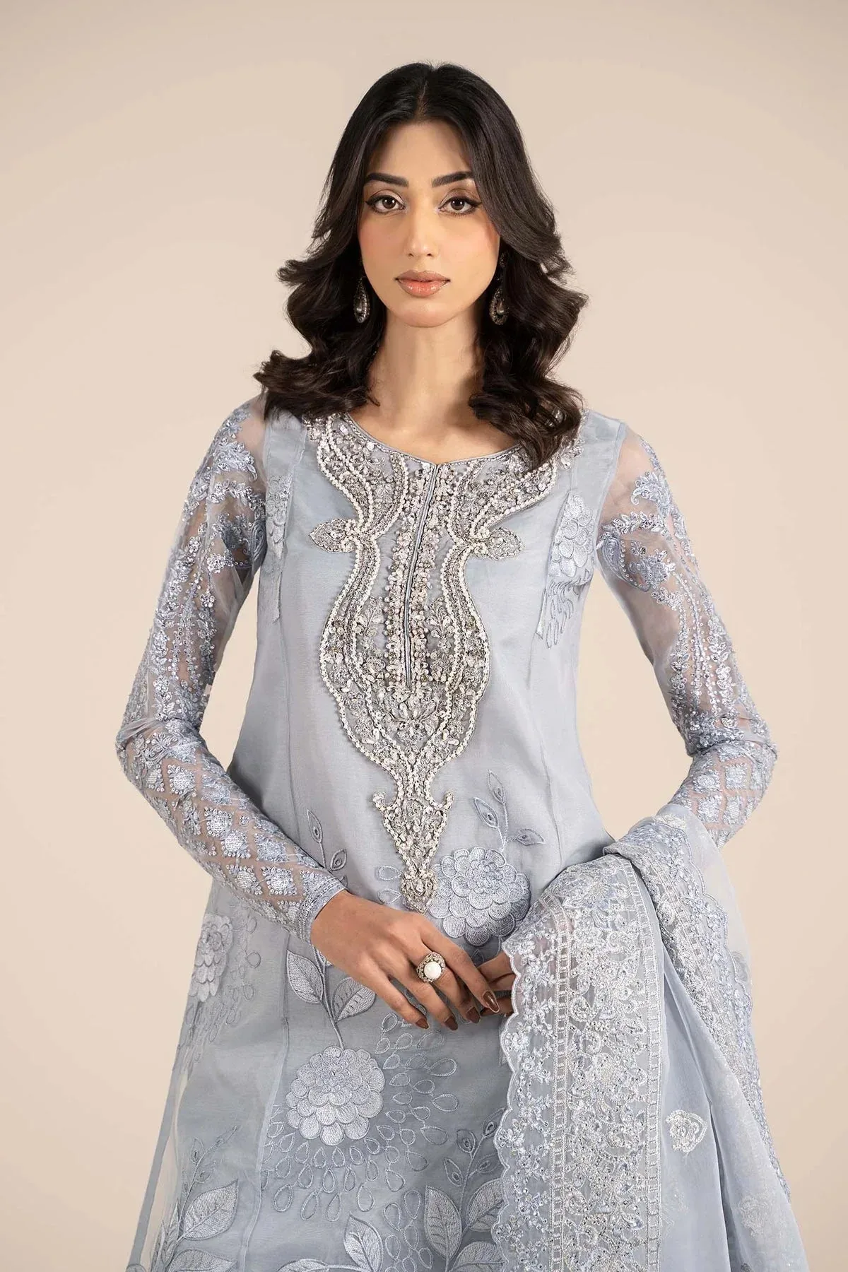 Maria B Formal Wears Blue Raw Silk – view 5 – Poshaq