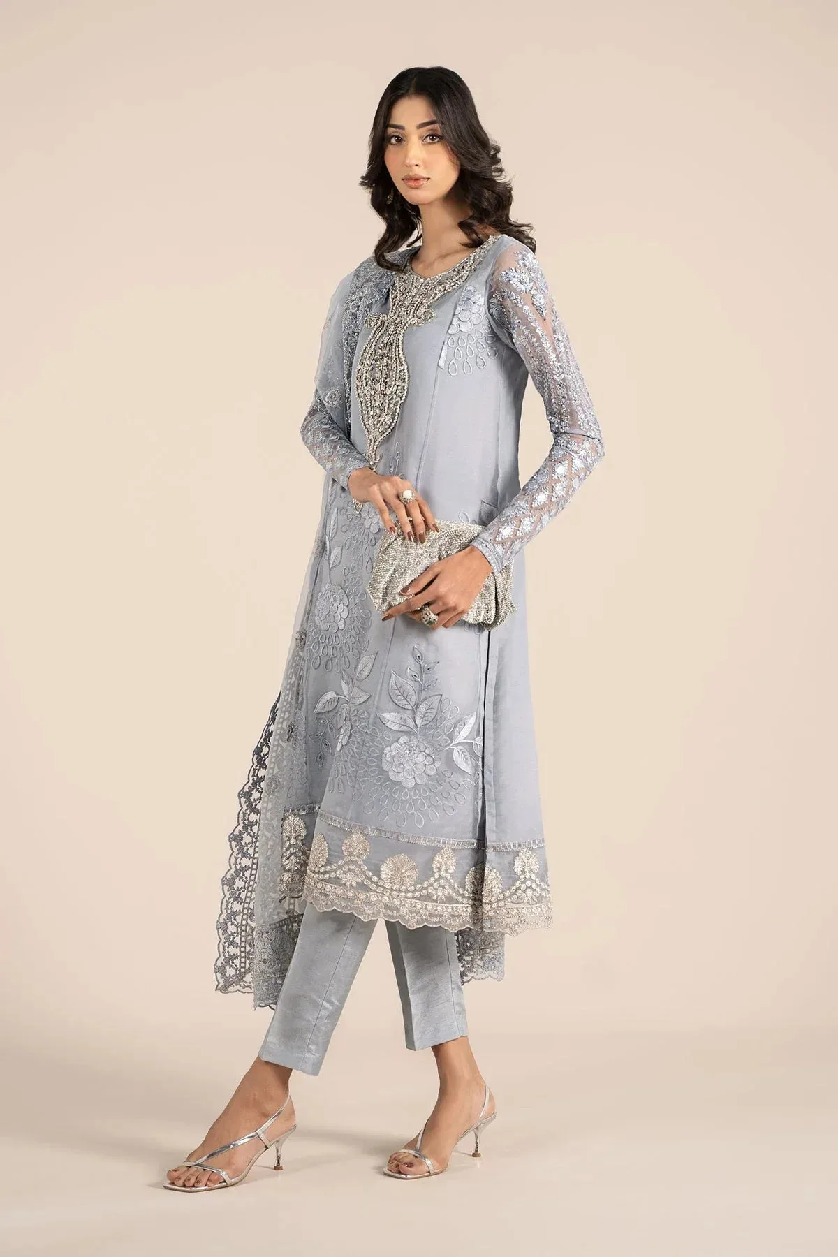 Maria B Formal Wears Blue Raw Silk – view 6 – Poshaq