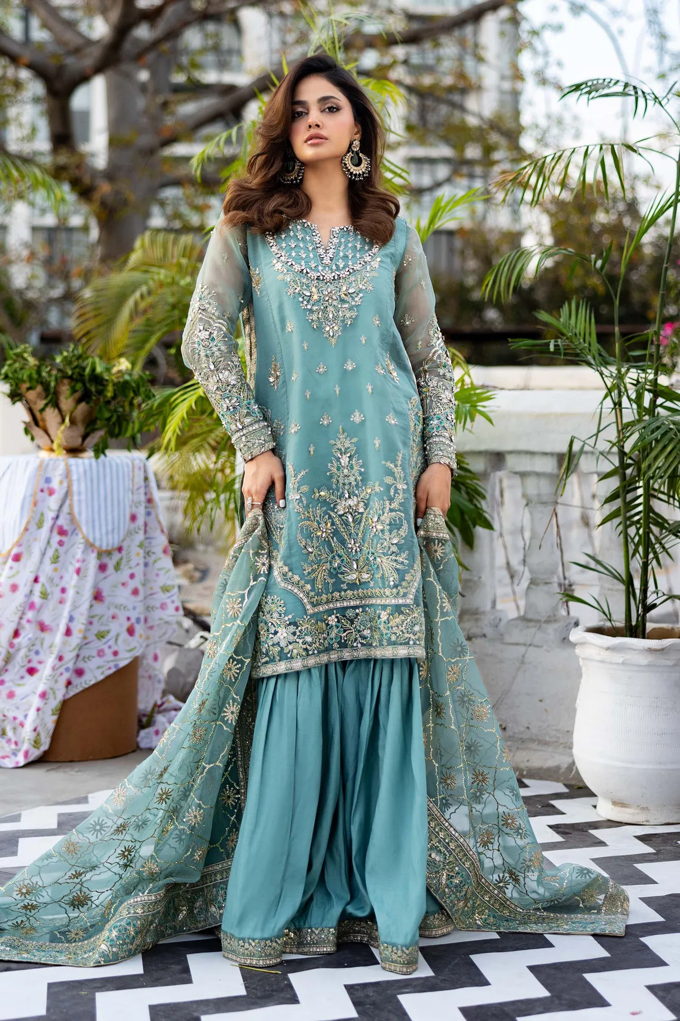Maria B Formal Wears Blue Raw Silk – view 1 – Poshaq