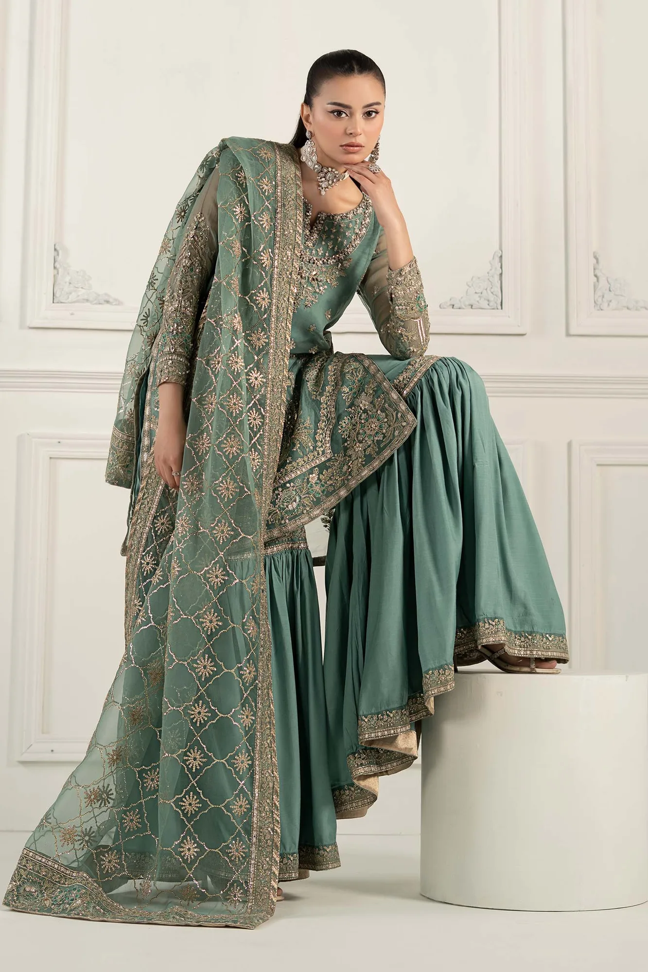 Maria B Formal Wears Blue Raw Silk – view 5 – Poshaq