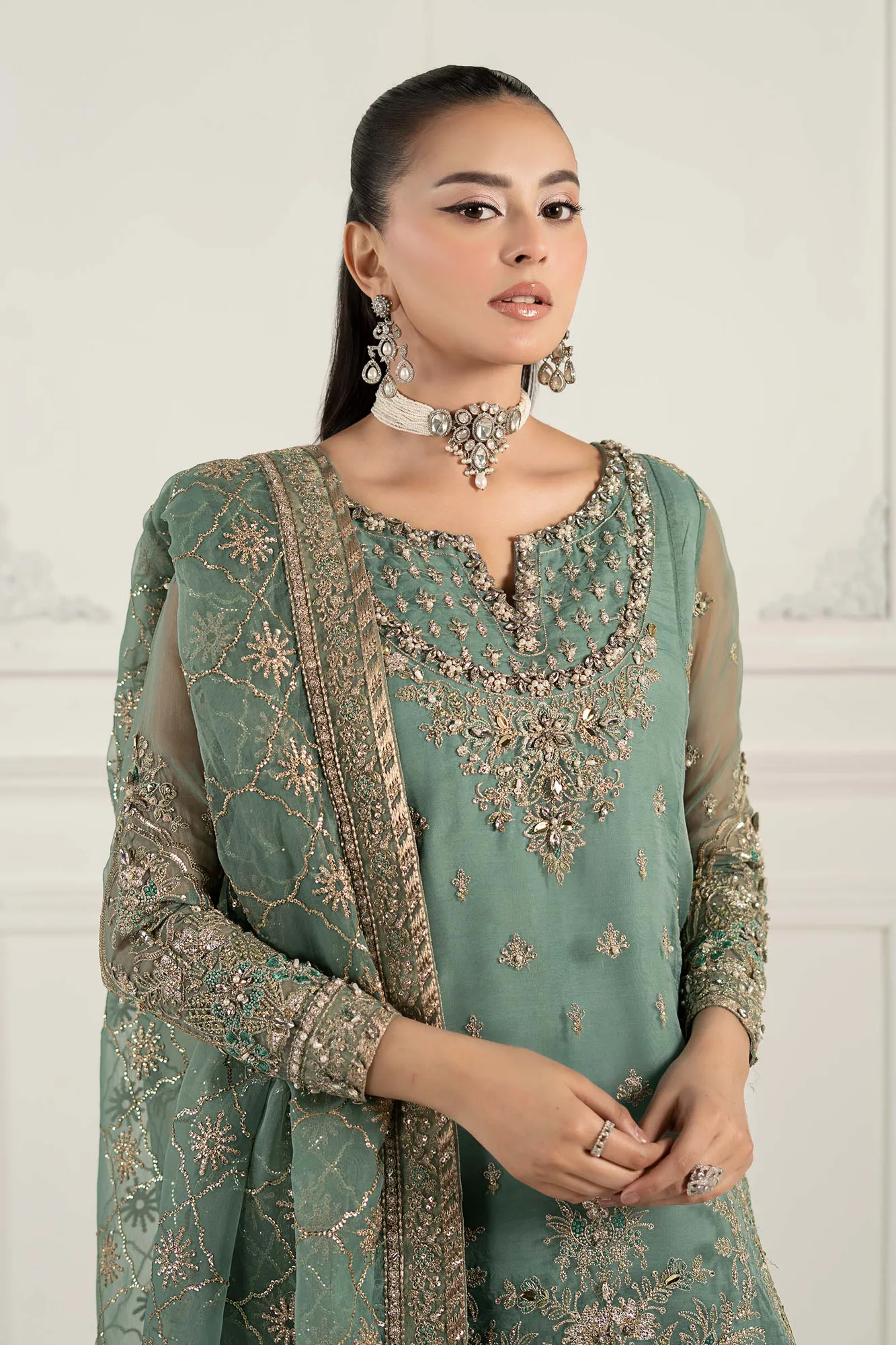 Maria B Formal Wears Blue Raw Silk – view 6 – Poshaq