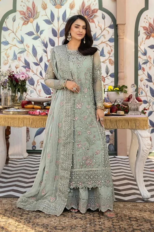 Maria B Formal Wears Blue Raw Silk – view 1 – Poshaq
