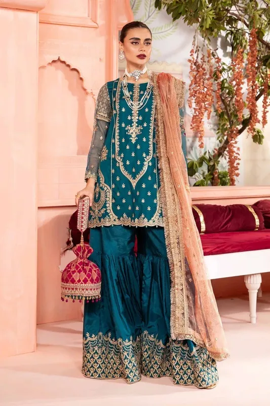 Maria B Formal Wears Pink Raw Silk – view 1 – Poshaq