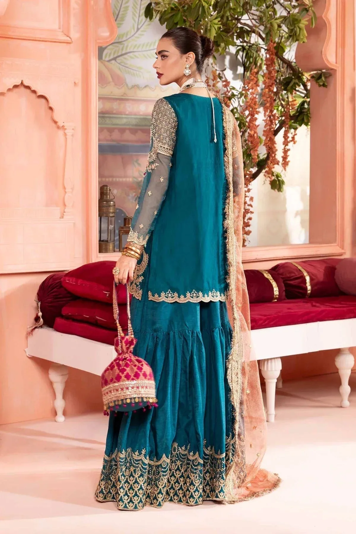Maria B Formal Wears Pink Raw Silk – view 2 – Poshaq