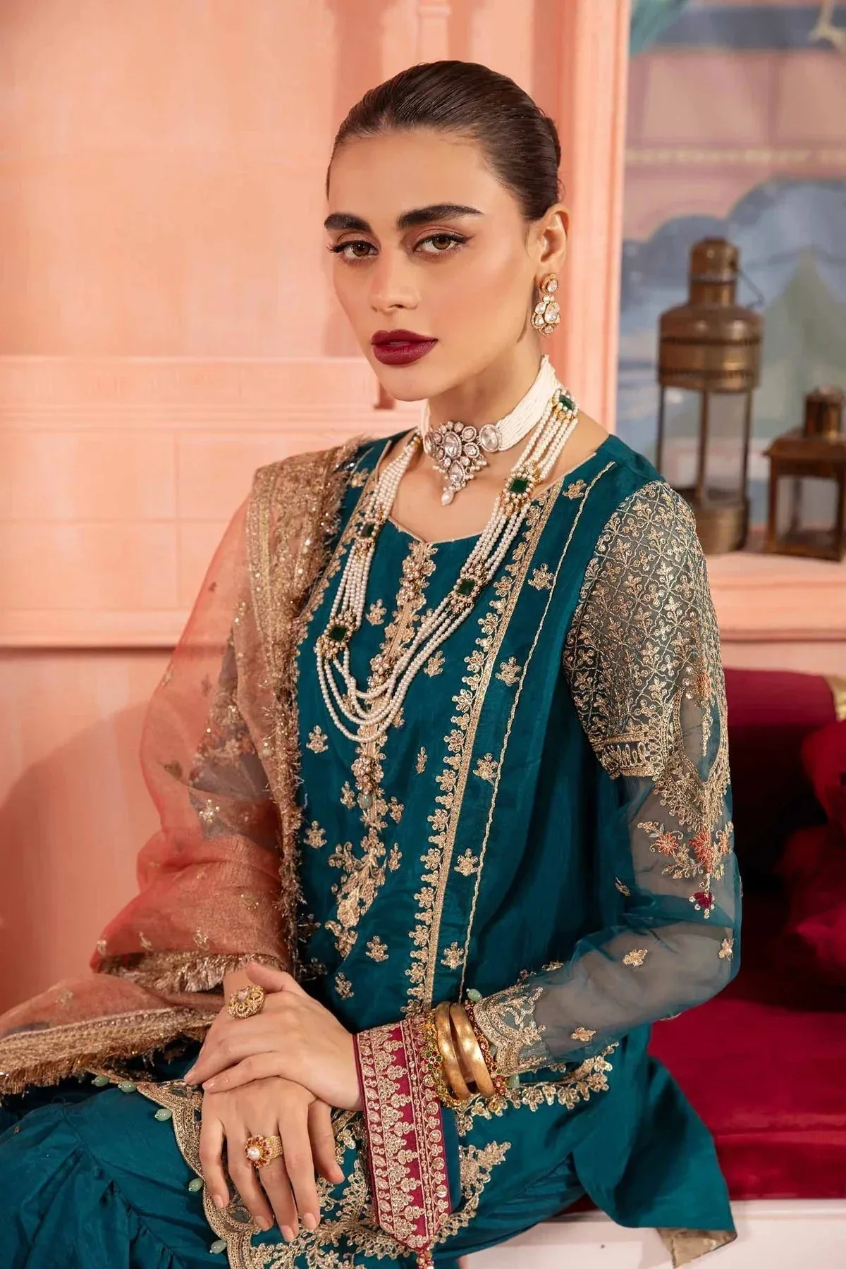 Maria B Formal Wears Pink Raw Silk – view 3 – Poshaq