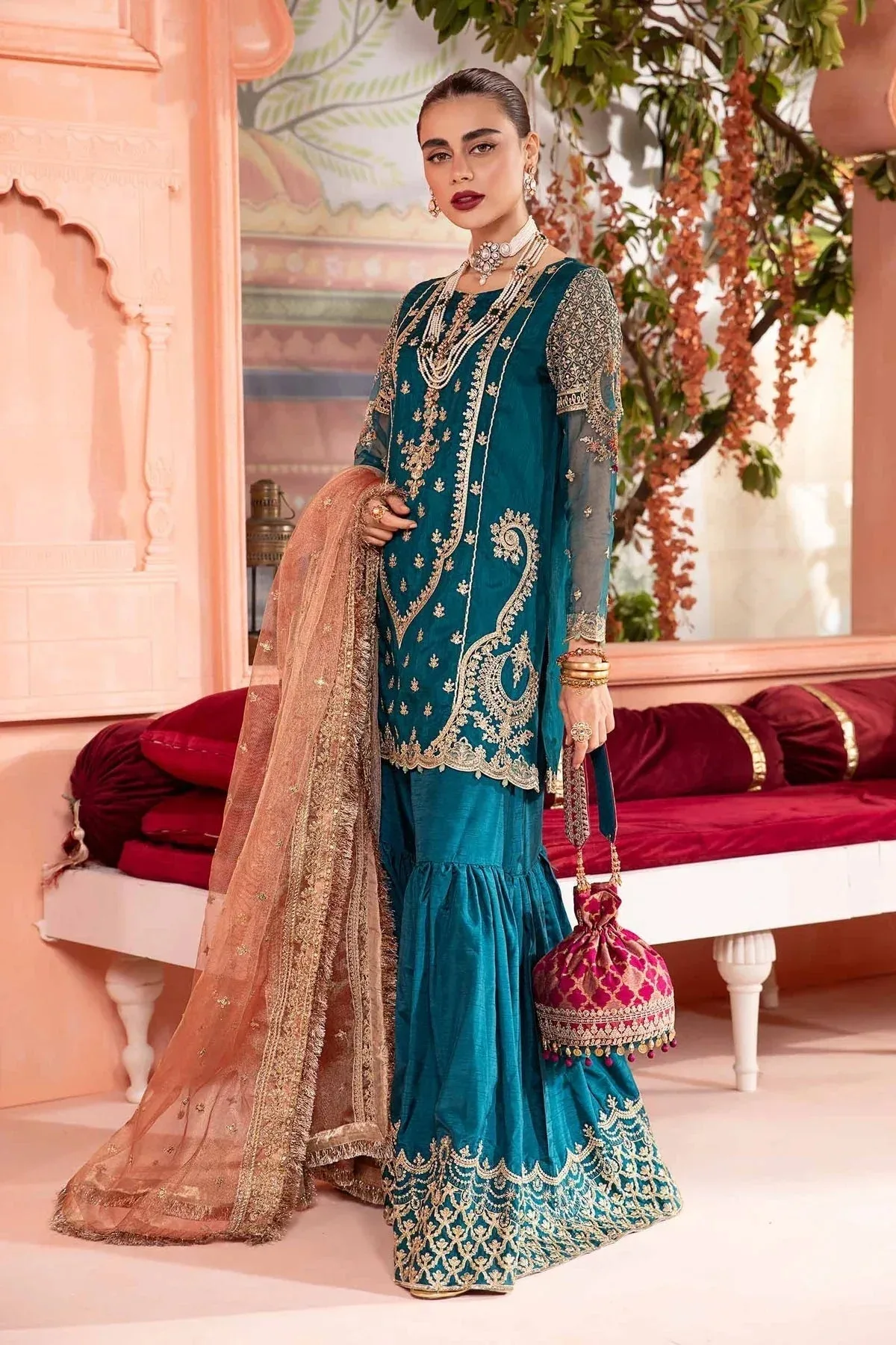 Maria B Formal Wears Pink Raw Silk – view 4 – Poshaq