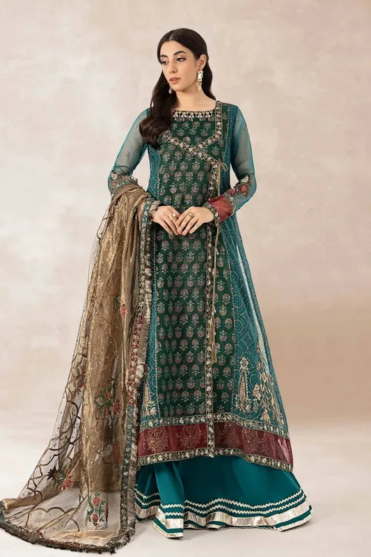 Maria B Formal Wears Teal Organza – view 1 – Poshaq