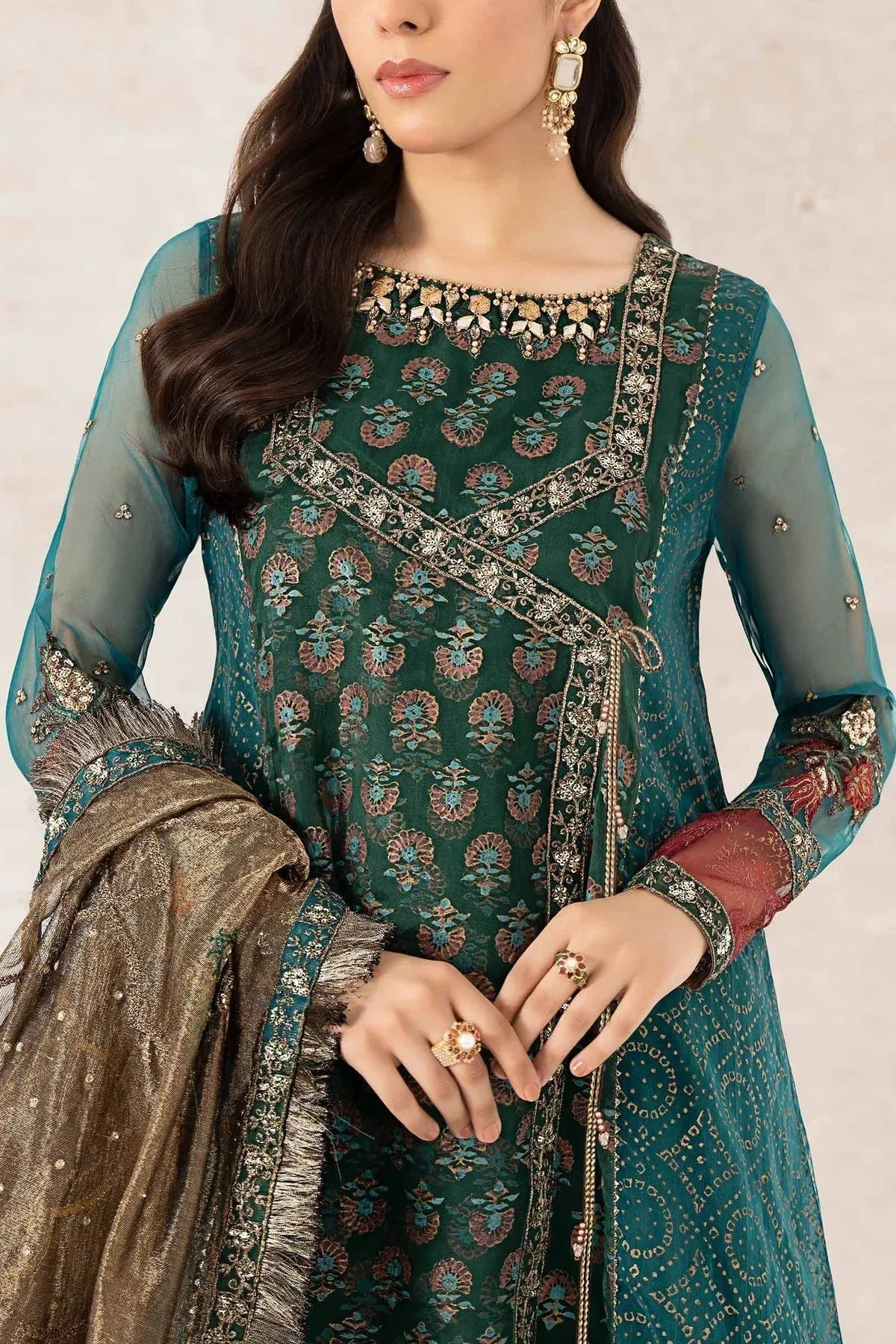 Maria B Formal Wears Teal Organza – view 3 – Poshaq