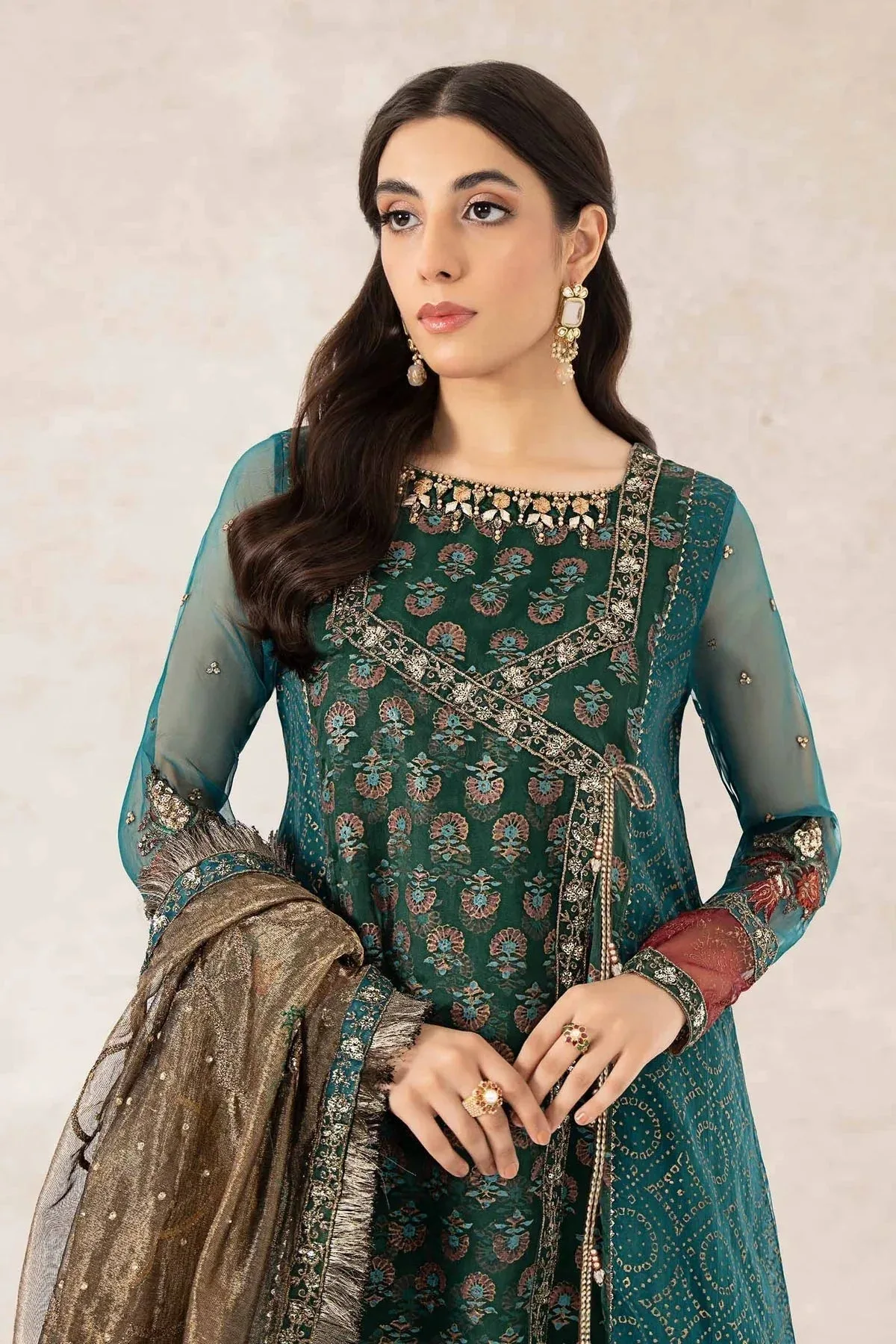 Maria B Formal Wears Teal Organza – view 4 – Poshaq