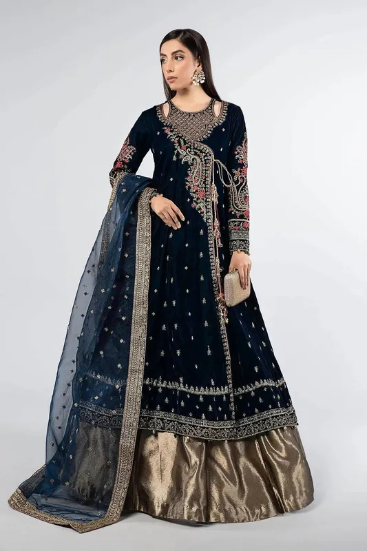 Maria B Formal Wears Teal Velvet – view 1 – Poshaq