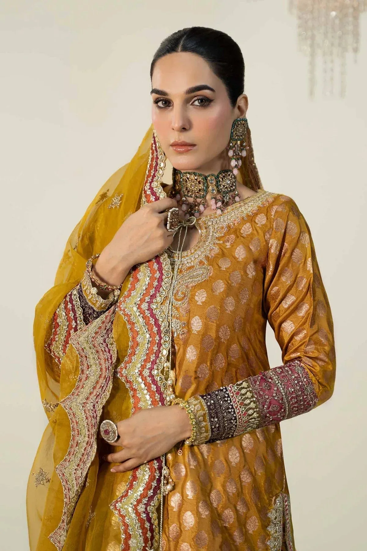 Maria B Formal Wears Yellow Jacquard – view 3 – Poshaq