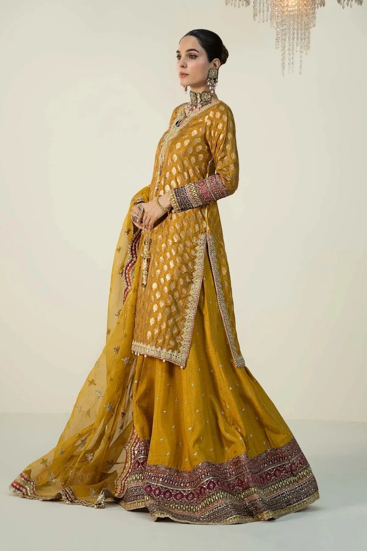 Maria B Formal Wears Yellow Jacquard – view 5 – Poshaq