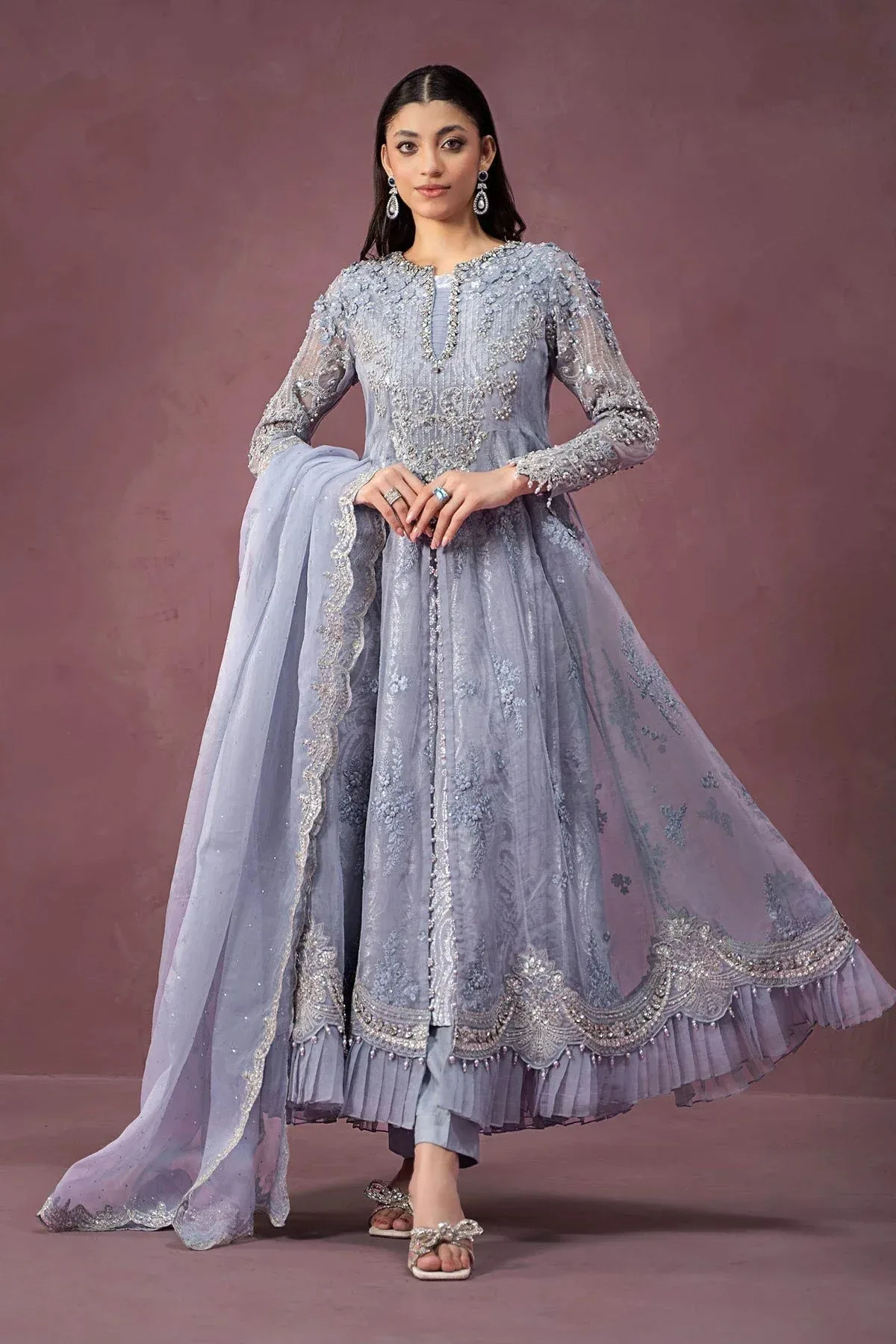 Maria B Formal Wears Magenta Raw Silk – view 1 – Poshaq