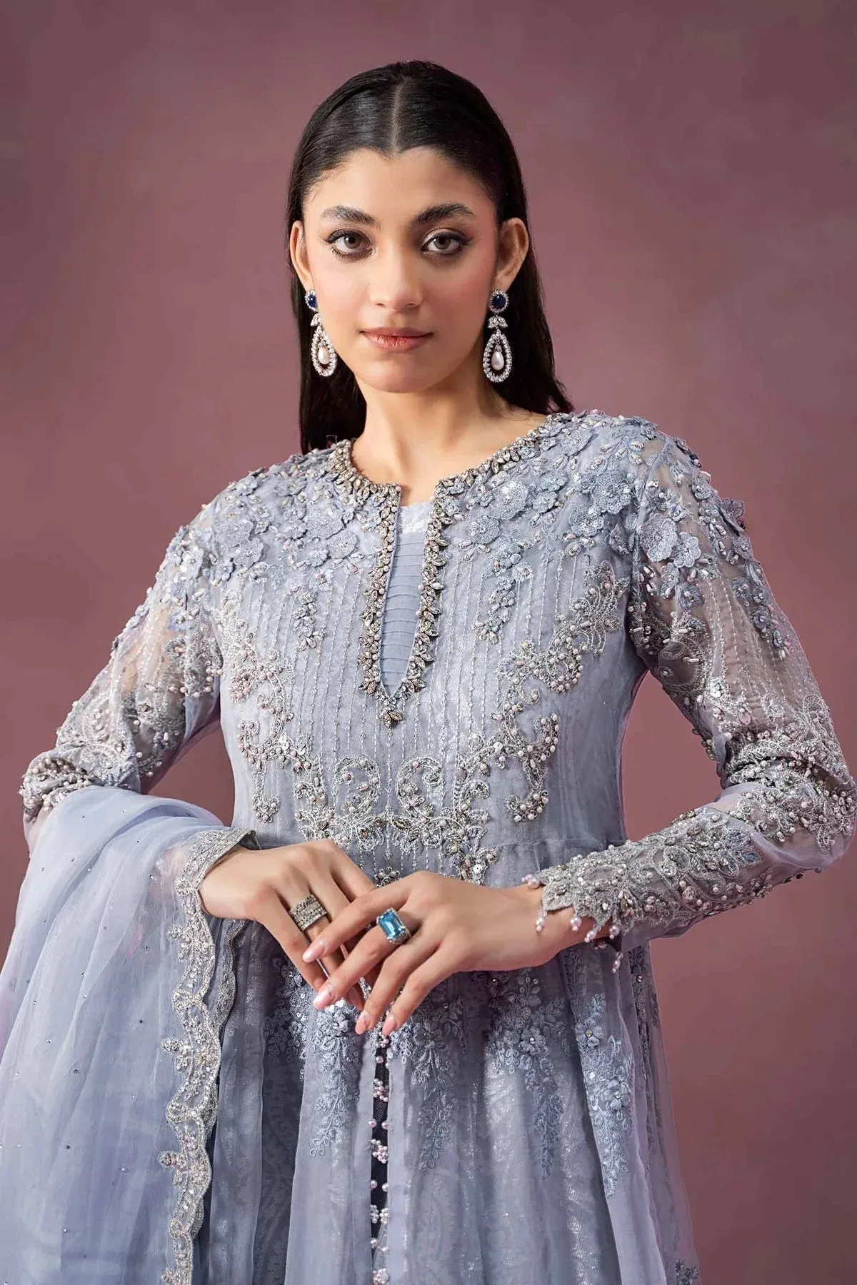 Maria B Formal Wears Magenta Raw Silk – view 3 – Poshaq