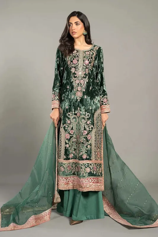 Maria B Formal Wears Green Organza – view 1 – Poshaq