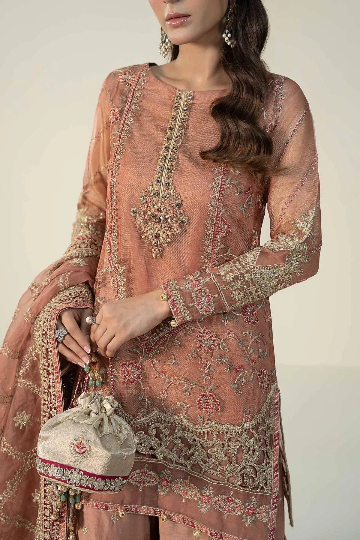 Maria B Formal Wears Pink Raw Silk – view 3 – Poshaq