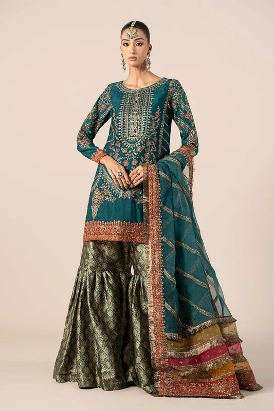 Maria B Formal Wears Green Raw Silk – view 1 – Poshaq