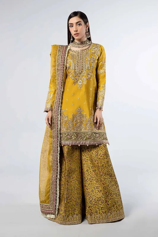 Maria B Formal Wears Mustard Raw Silk – view 1 – Poshaq