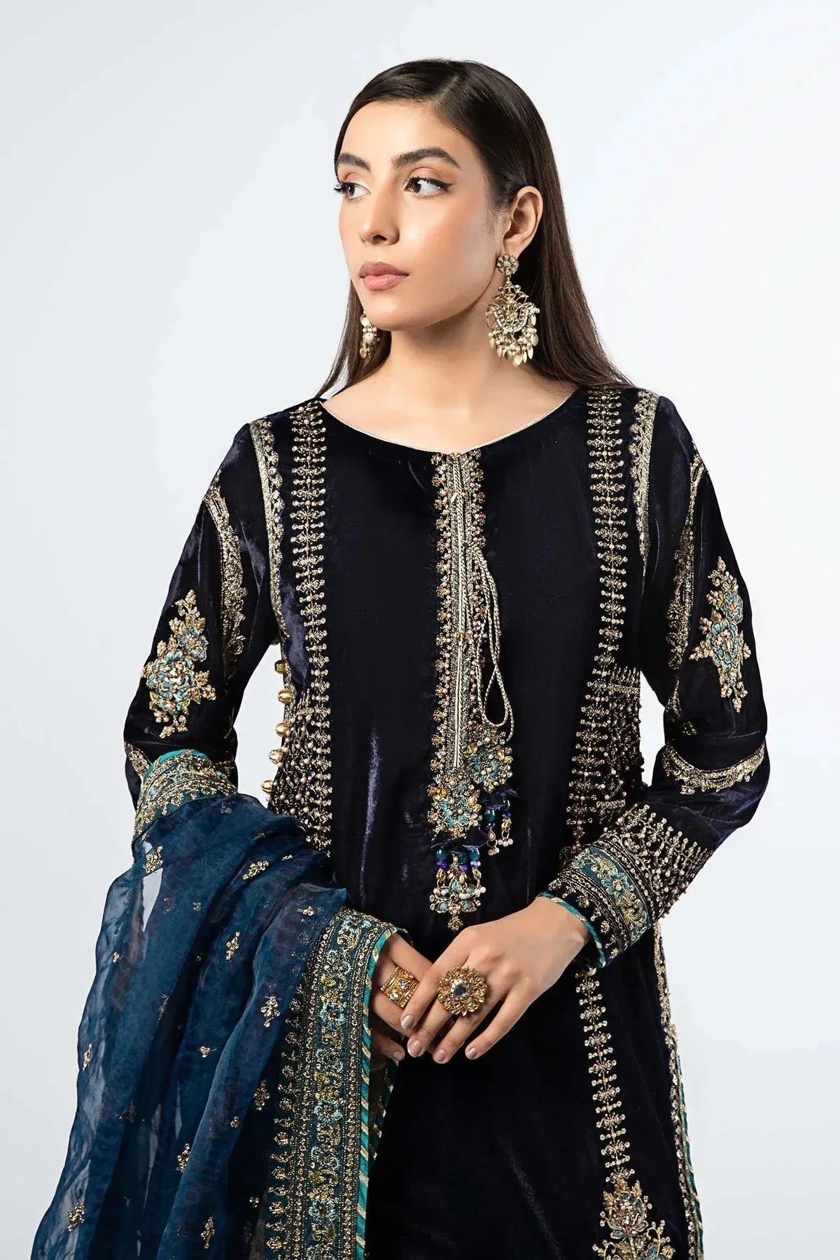Maria B Formal Wears Blue Organza – view 3 – Poshaq