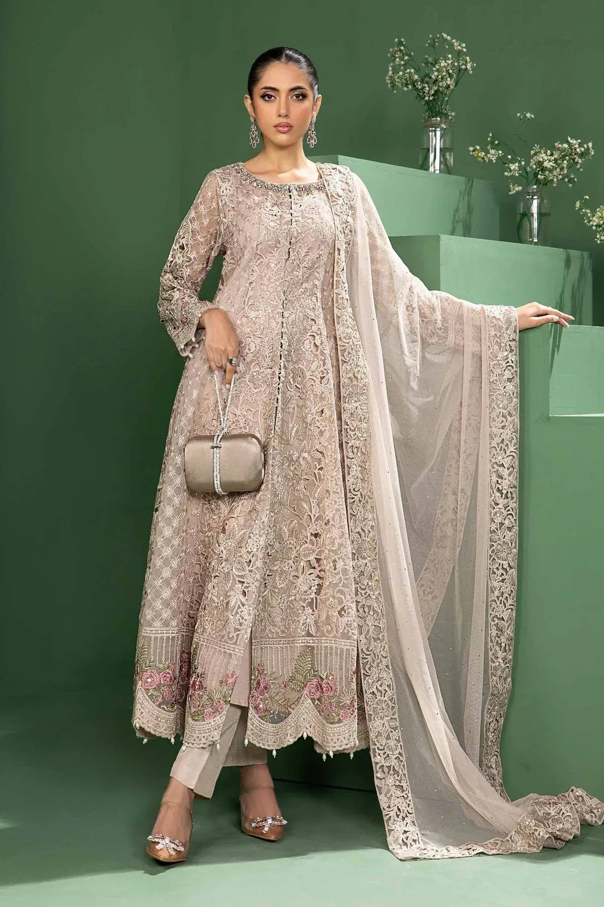 Maria B Formal Wears Grey Raw Silk – view 1 – Poshaq