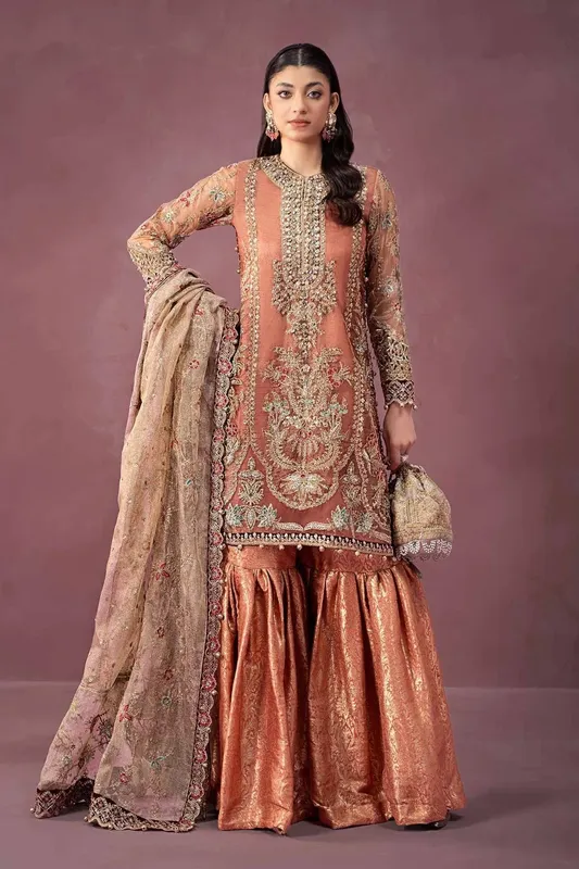 Maria B Formal Wears Pink Raw Silk – view 1 – Poshaq