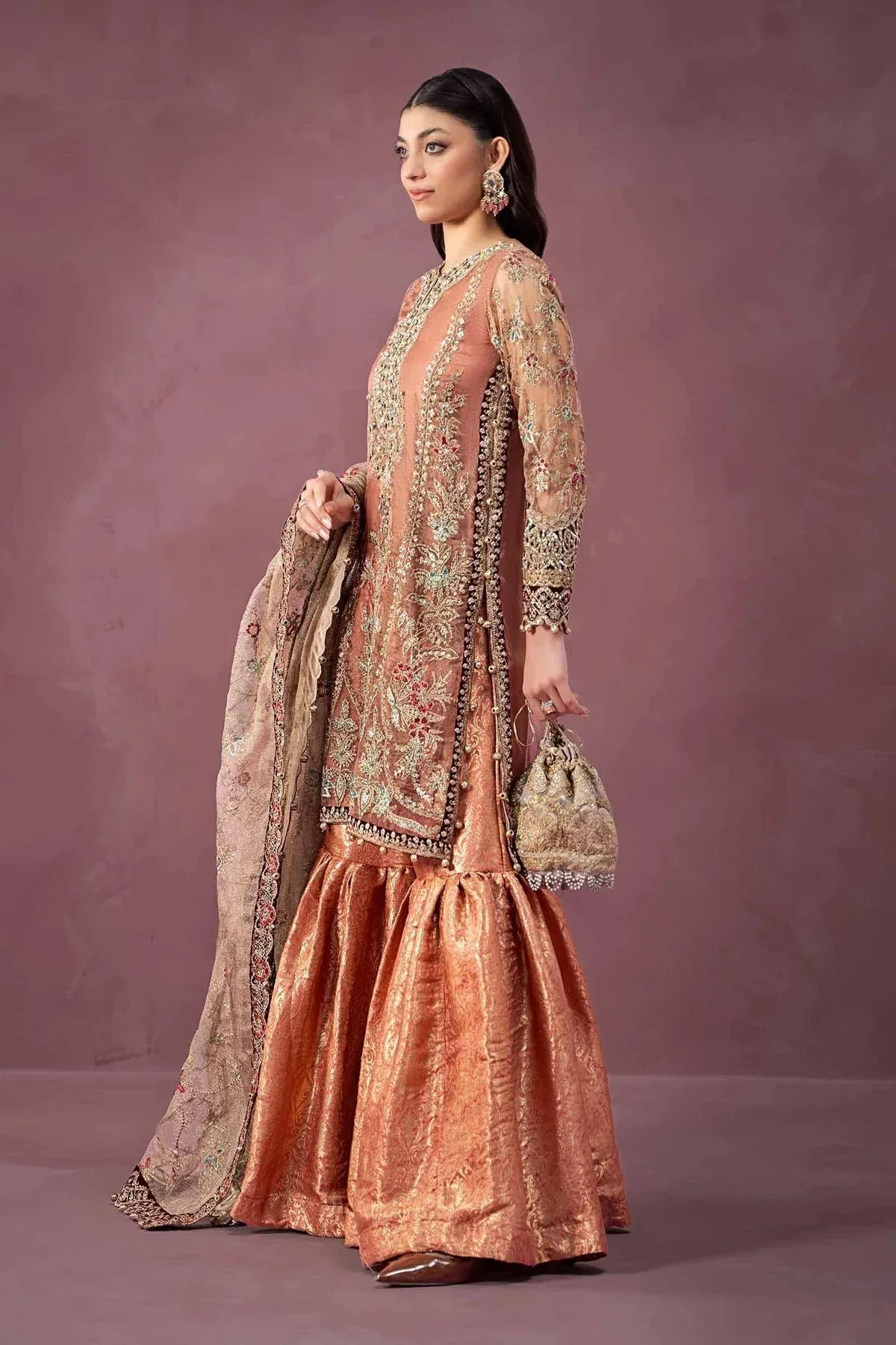 Maria B Formal Wears Pink Raw Silk – view 5 – Poshaq