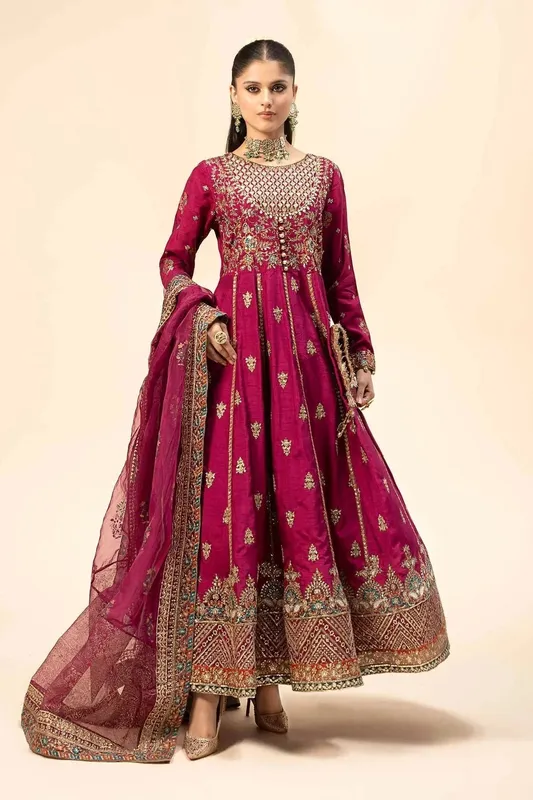 Maria B Formal Wears Magenta Raw Silk – view 1 – Poshaq