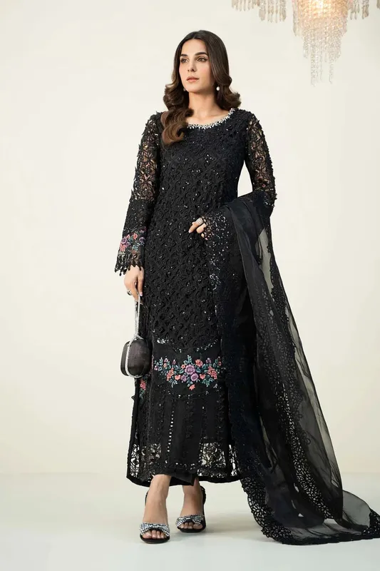 Maria B Formal Wears Black Cotton Silk – view 1 – Poshaq