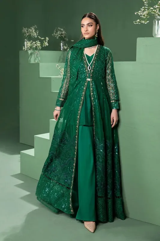 Maria B Formal Wears Green Cotton Silk – view 1 – Poshaq