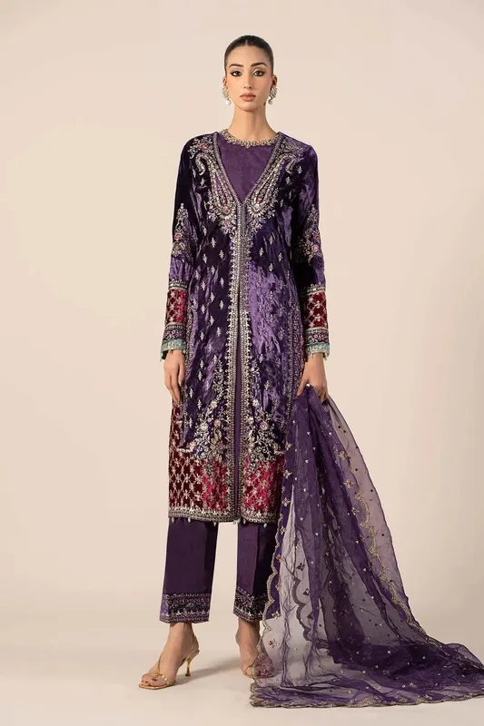 Maria B Formal Wears Purple Raw Silk – view 1 – Poshaq