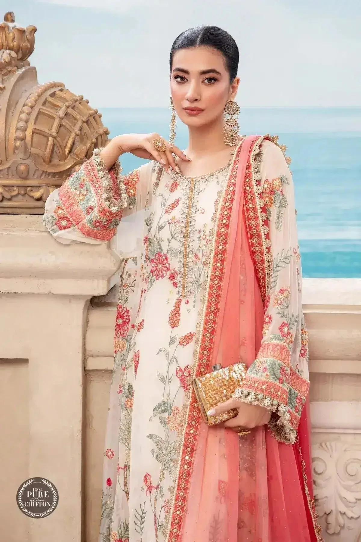 Maria B Luxury Chiffon Collection Raw Silk – view 3 – Poshaq