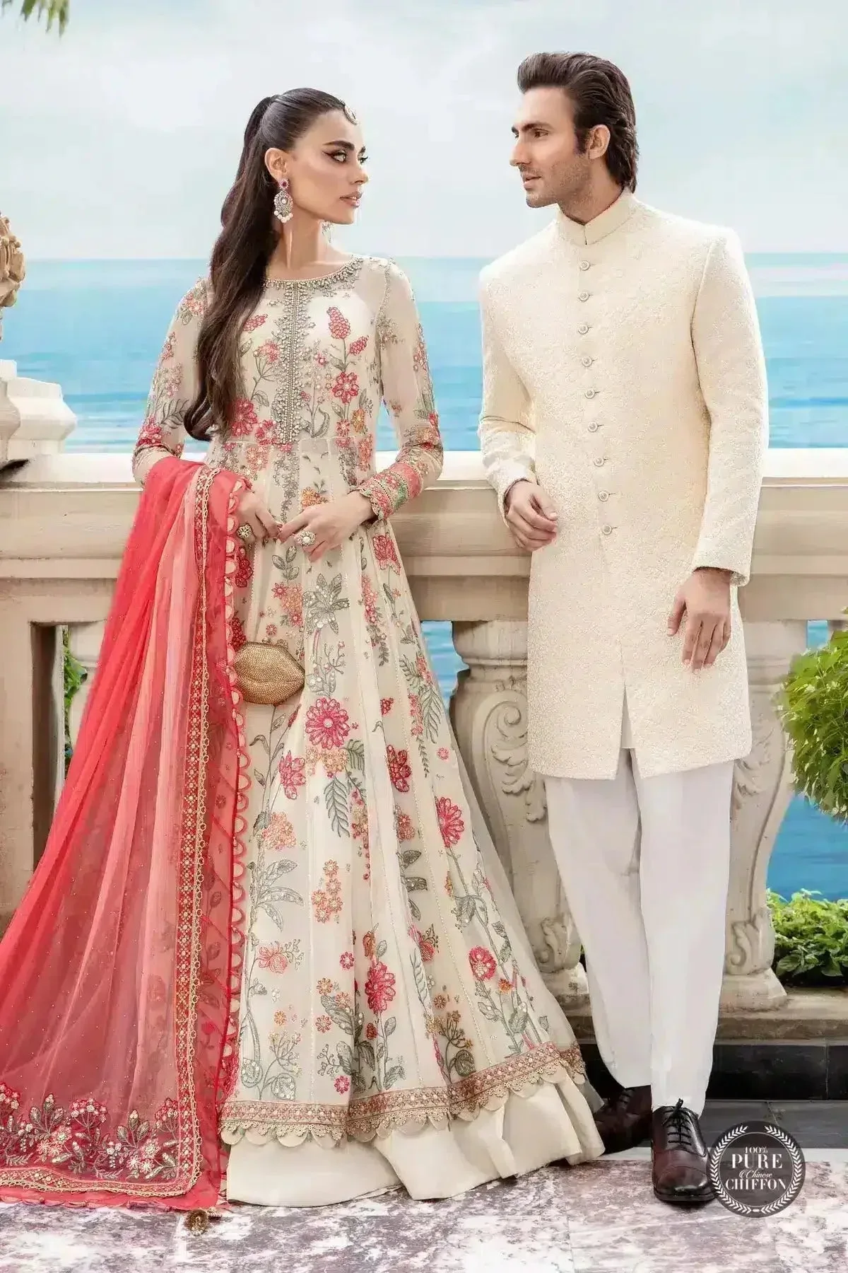 Maria B Luxury Chiffon Collection Raw Silk – view 4 – Poshaq