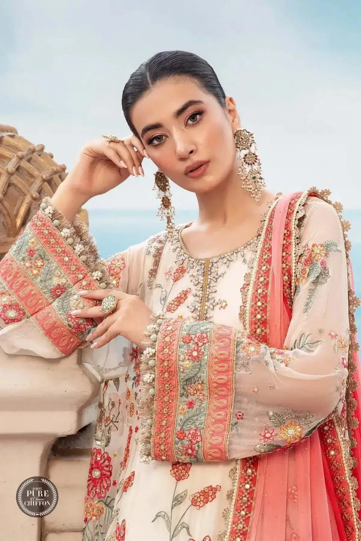 Maria B Luxury Chiffon Collection Raw Silk – view 6 – Poshaq