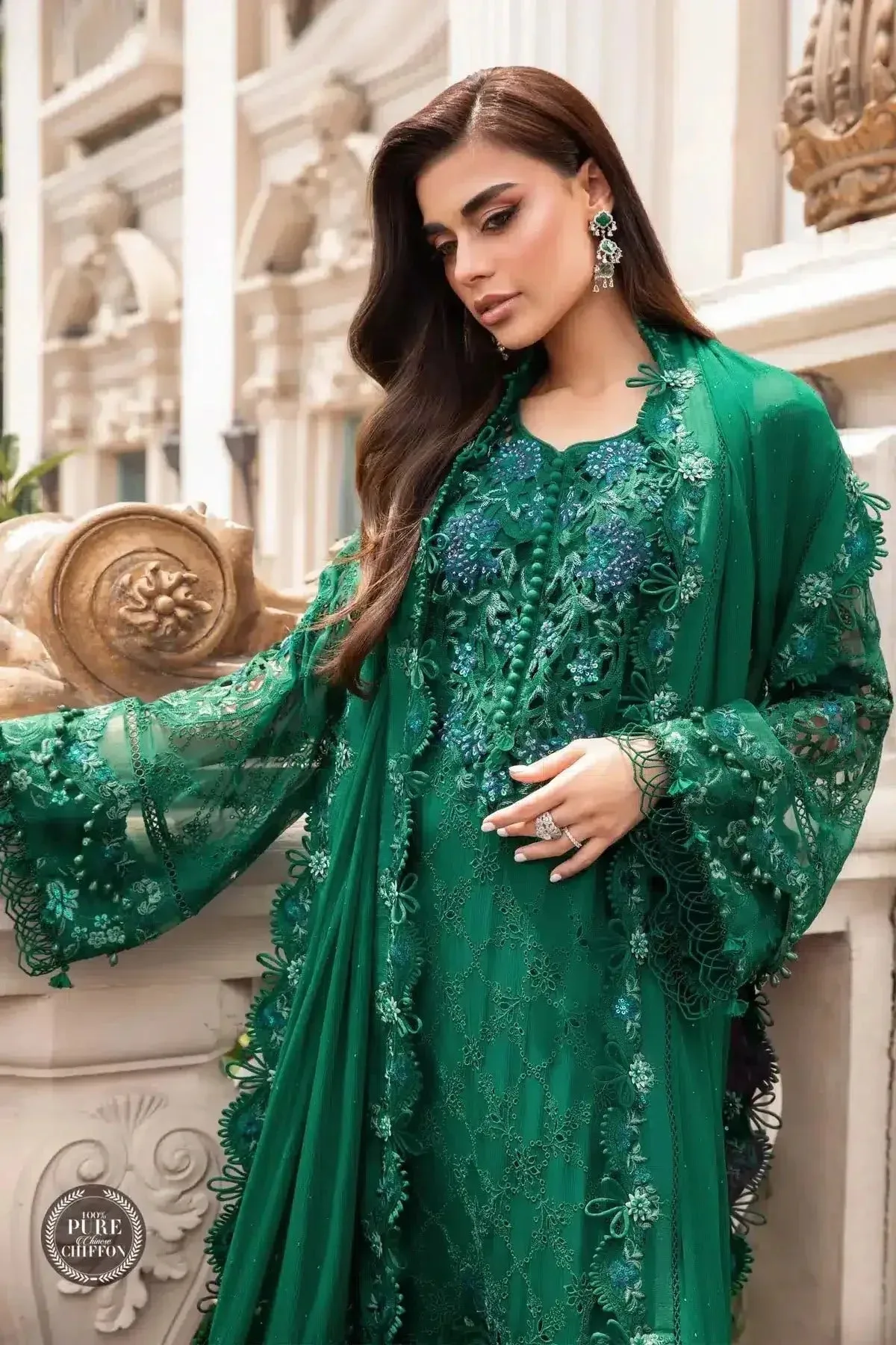 Maria B Luxury Chiffon Collection Raw Silk – view 2 – Poshaq