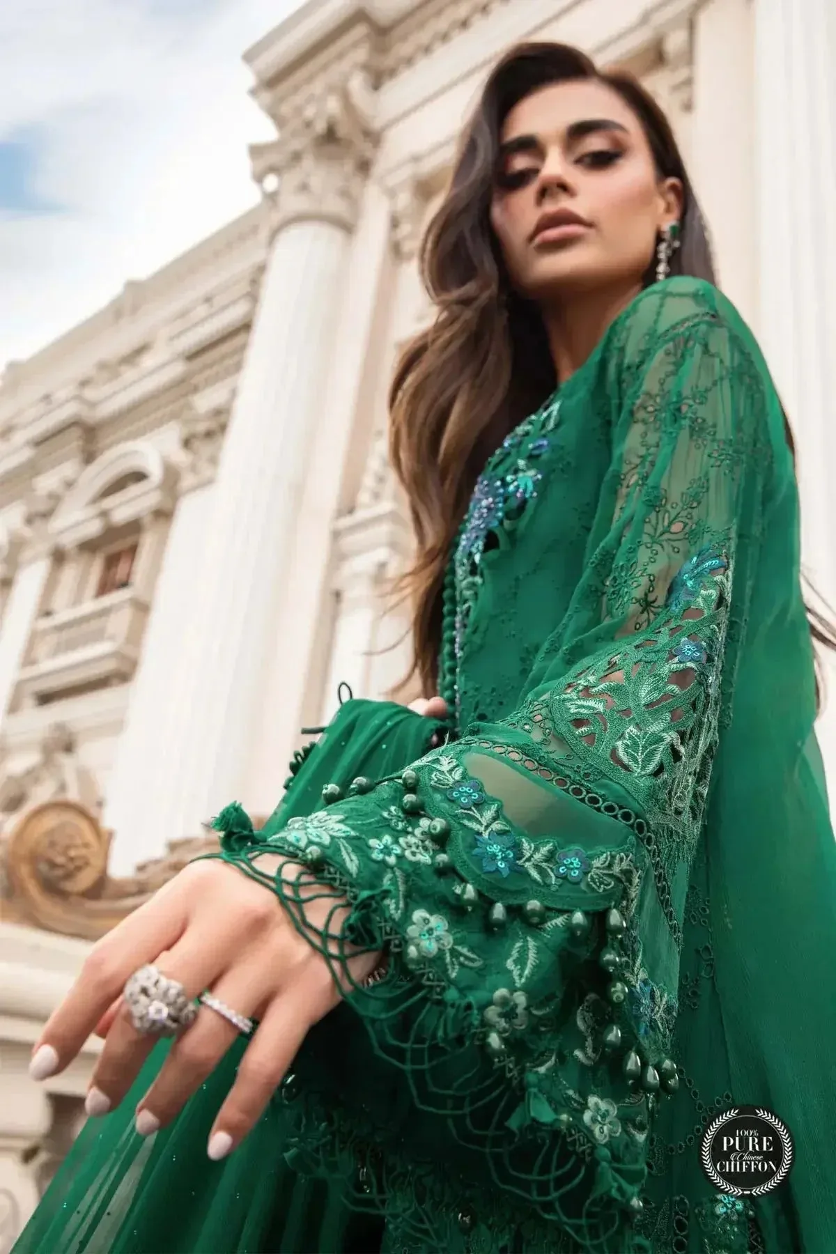Maria B Luxury Chiffon Collection Raw Silk – view 3 – Poshaq