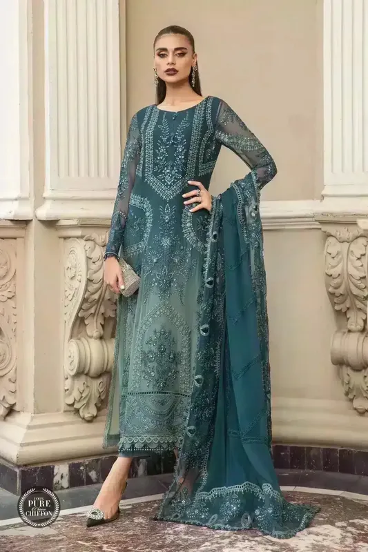 Maria B Luxury Chiffon Collection Raw Silk – view 1 – Poshaq