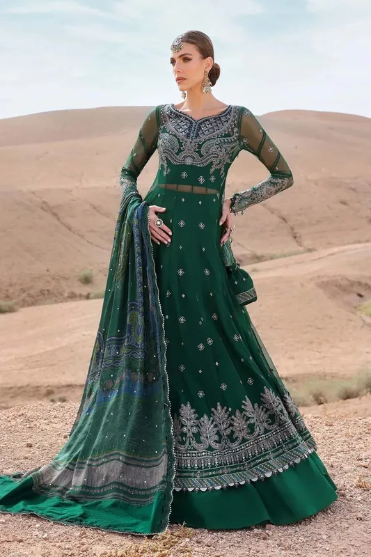Maria B Luxury Lawn 25 Green Organza – view 1 – Poshaq