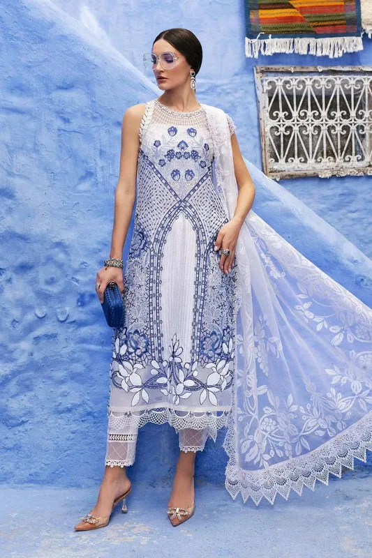 Maria B Luxury Lawn 25 White Organza – view 1 – Poshaq