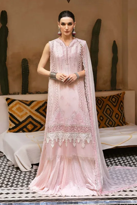 Maria B Luxury Lawn 25 Pink Organza – view 1 – Poshaq