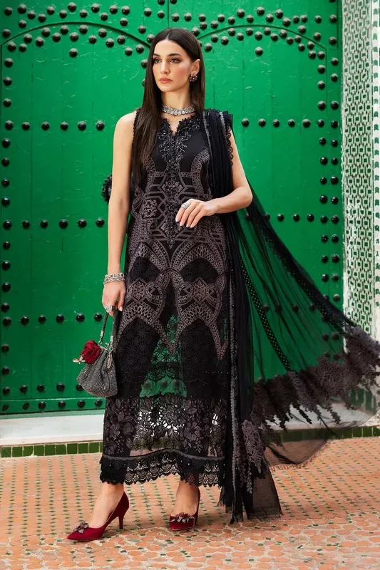 Maria B Luxury Lawn 25 Black Organza – view 1 – Poshaq