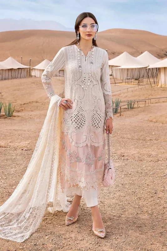 Maria B Luxury Lawn 25 White Organza – view 1 – Poshaq